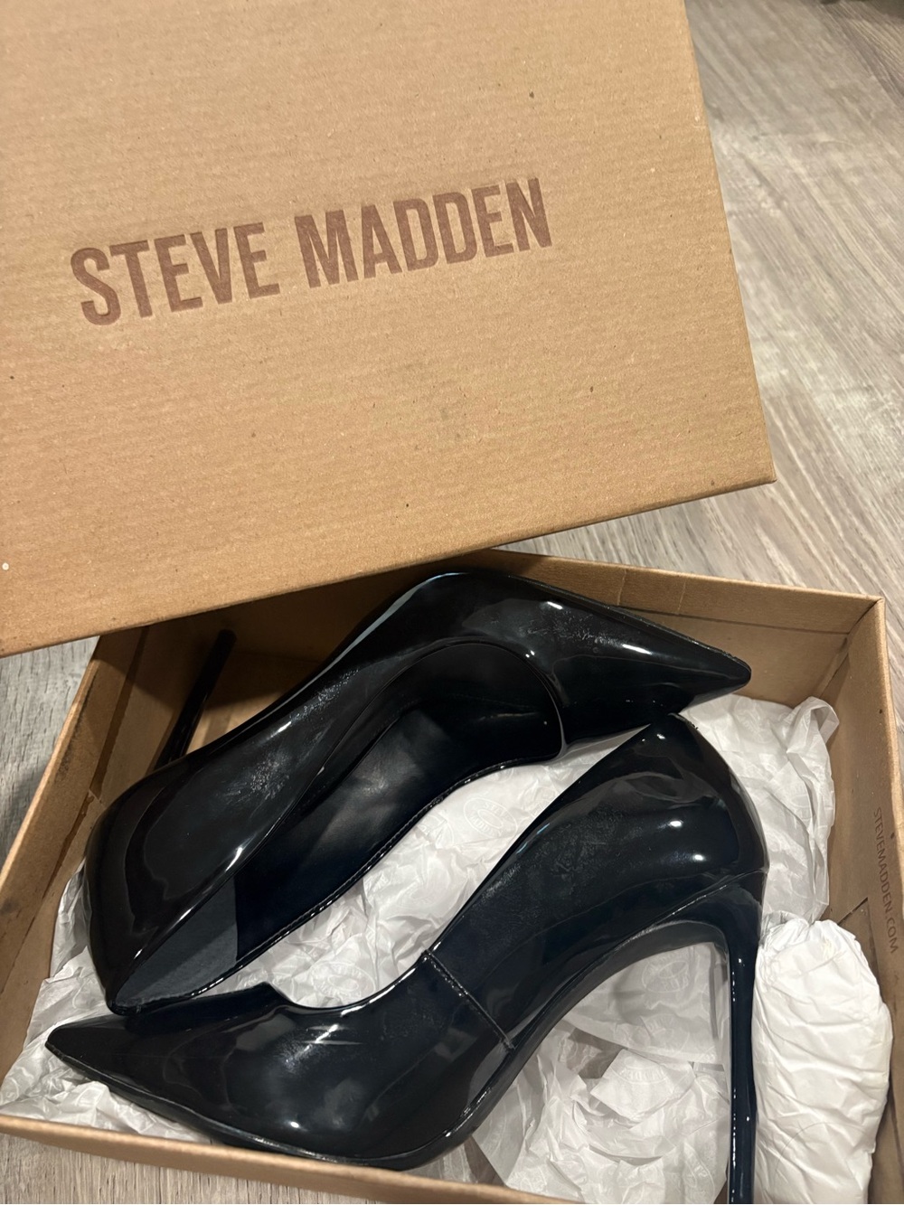 Steve Madden Black Patent Pointed-Toe Stiletto Heels